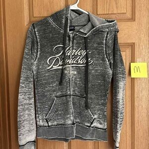 Harley-Davidson Charcoal and Light Gray Bling Zip-Up Hoodie